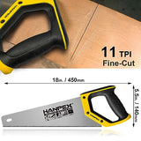 Hanpex 14" Pro Hand Saw, 11 TPI Fine-Cut Handsaw - Sharp Manual Saw Idea for Cutting Wood, Sawing, Gardening, Trimming, Plastic Pipe, Drywall Hanpex