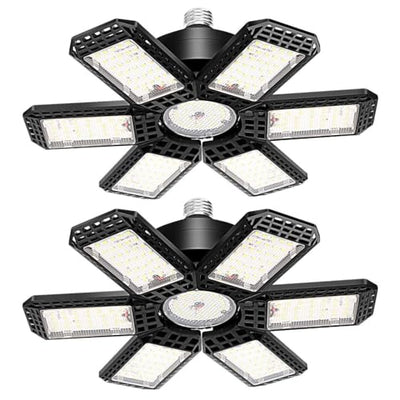 AUDLES 2 Pack Garage Light, 200W LED Shop Lights, E26/E27 LED Garage Light Super Bright LED Garage Ceiling Lights with 6+1 Deformable Panels Garage