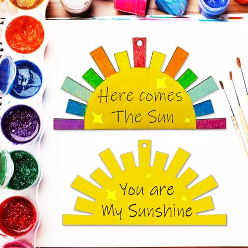 20pcs Unfinished Sun Wood Cut Out Sun Wood DIY Crafts Cutouts Blank Wooden Sun Shaped Hanging Ornaments JEKEJIAJIU