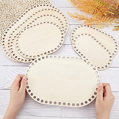 PH PandaHall 7 Sizes Natural Wooden Basket Bottom Oval Blank Solid Crochet Basket Wood Base for DIY Basket Weaving Supplies Craft Making Home - WoodArtSupply