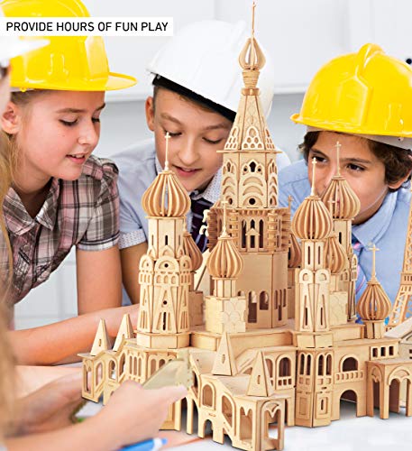 Puzzled 3D Puzzle St. Petersburg Church Wood Craft Construction Model Kit, Educational DIY Wooden Toy Assemble Model Unfinished Crafting Hobby Puzzle Puzzled