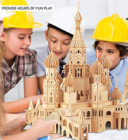 Puzzled 3D Puzzle St. Petersburg Church Wood Craft Construction Model Kit, Educational DIY Wooden Toy Assemble Model Unfinished Crafting Hobby Puzzle - WoodArtSupply