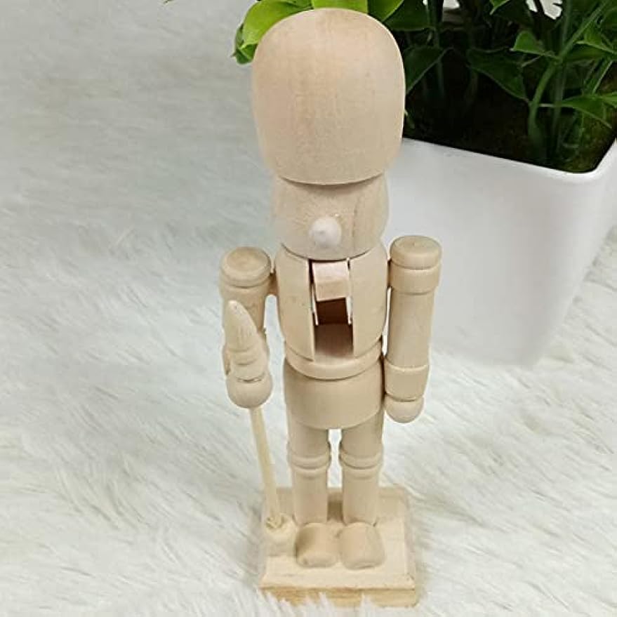 RCFINE Christmas Wood Nutcracker Soldier Figures 8in DIY Unfinished Blank Nutcracker Ornament for Christmas Decoration