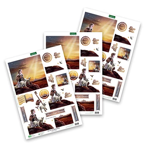 Katy Sue Nativity-Themed Paper Tole 3D Die Cut Decoupage Selection Pack. Contains 12 Die-Cut Sheets in Letter Size (4 Designs, 3 Copies of Each Katy Sue