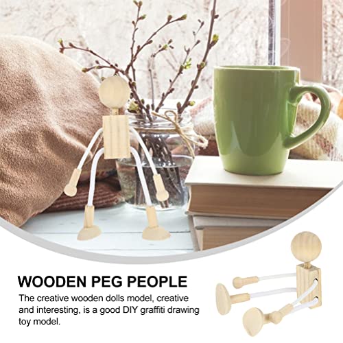 10Pcs Wooden Peg Dolls, Unfinished Wooden Figures People Doll Robot Unfinished Bodies Figures, Adjustable Peg Dolls for DIY Painting Arts Crafts Peg - WoodArtSupply