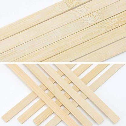 50 Pcs Natural Bamboo Thin Wood Strips 15.5 Inches Long Craft Popsicle Balsa Sticks DIY Bamboo Plank for House Aircraft Ship Boat School Projects