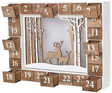 BRUBAKER Reusable Wooden Advent Calendar to Fill - White Winter Landscape with LED Lighting - DIY Christmas Calendar 13.98 x 2.36 x 10.63 inches BRUBAKER