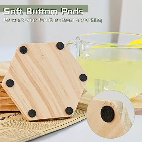 24 Pack Unfinished Wood Coasters, GOH DODD 4 Inch Hexagon Blank Wooden Coasters Crafts Coasters for DIY Architectural Models Drawing Painting Wood