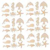 Anneome 70pcs Marine Animal Wood Chips Unfinished Wooden Slices Octopus Cutouts Unfinished Wooden Cutouts DIY Crafts Cutouts Wedding Decoration Wood Anneome