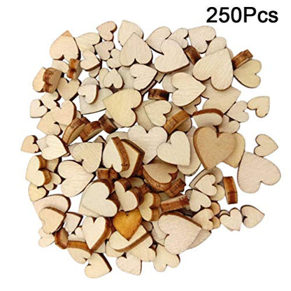 250pcs Heart-Shaped Wooden Slices Craft Embellishments Wood Pieces Manual Accessories Wooden Hearts,Unfinished Wood Crafts,Wooden Hearts for