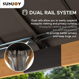 Sunjoy 12 x 20 ft. Wood Gazebo, Outdoor Patio Steel Hardtop Gazebo, Cedar Framed Wooden Gazebo with 2-Tier Metal Roof, Suitable for Patios, Lawn and Sunjoy