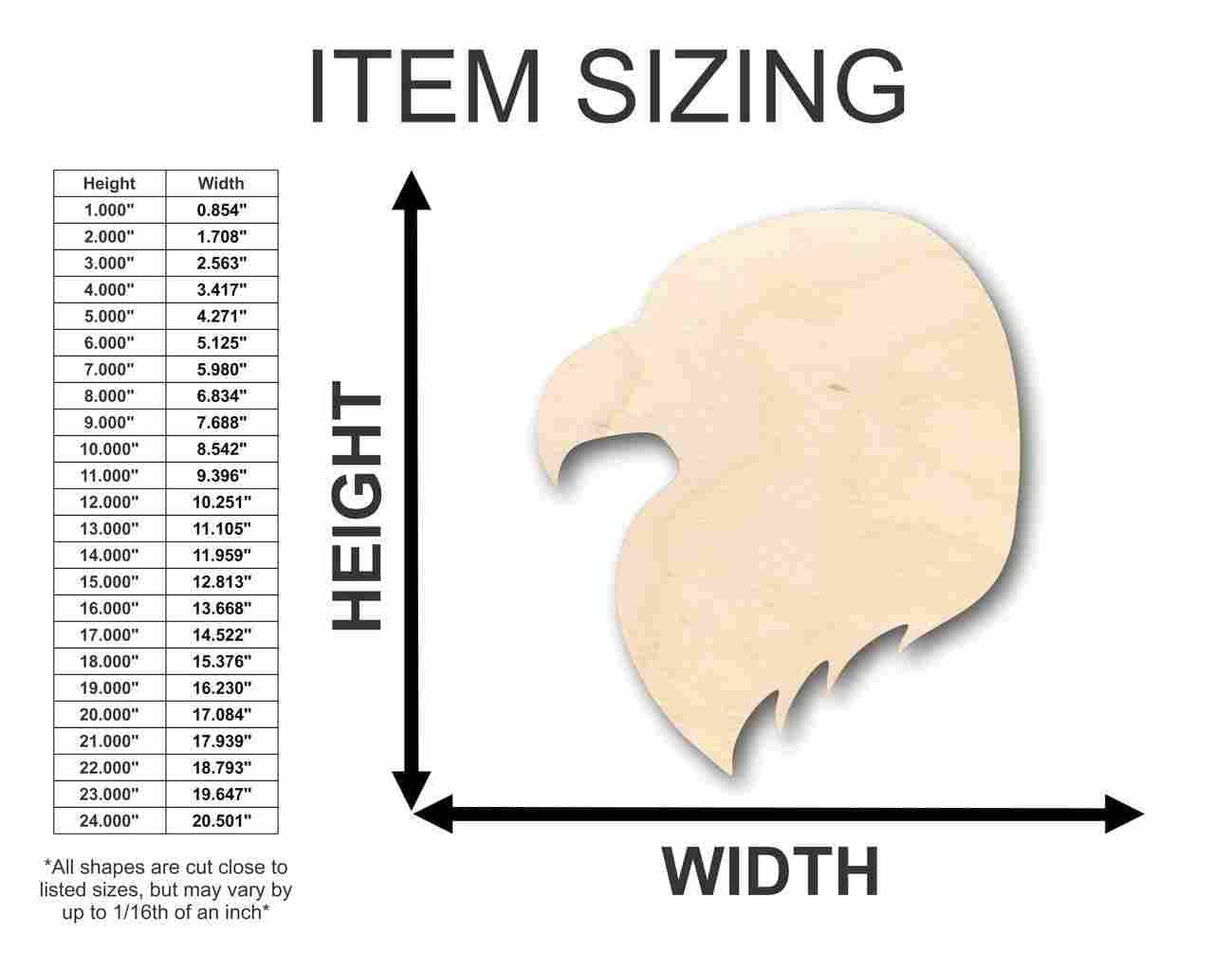 Unfinished Wood Eagle Head Shape - Animal - Wildlife - Craft - up to 24" DIY 4" / 1/4" 24 Hour Crafts