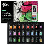 Mont Marte Drawing Ink Colors Signature 24pc x 0.24 US fl.oz (7ml), Art Set Includes Vibrant Ink Colors, for Illustration, Calligraphy, Scrapbooking. MONT MARTE