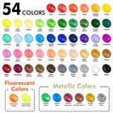 54 Colors Acrylic Paint, Shuttle Art Acrylic Paint set with 12 Paint Brushes, 2oz/60ml Bottles, Rich Pigmented, Water Proof, Premium Paints for Shuttle Art
