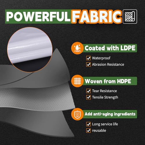 RAINDEWAY 12 Mil Heavy Duty White Tarp 6x20 Feet, UV Resistant, Waterproof, Weatherproof Poly Tarp with Metal Grommets and Reinforced Edges RAINDEWAY