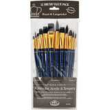 Royal Brush Manufacturing Royal and Langnickel Zip N' Close 12-Piece Brush Set, Soft Black Taklon Royal Brush Manufacturing Company