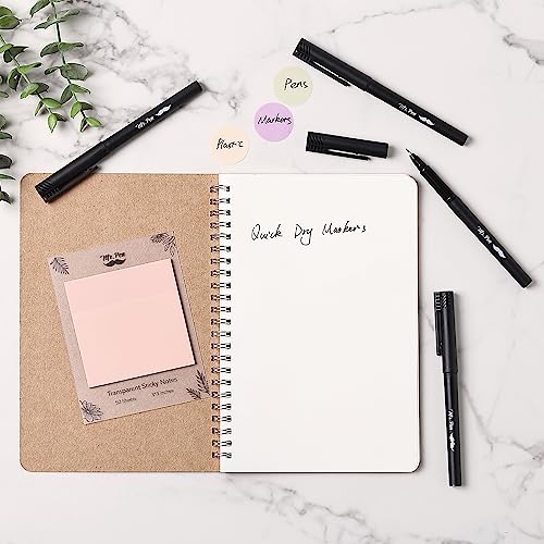 Mr. Pen- Black Fineliner Pens, 4 Pack, 0.5mm Fine Point Pens,Marker Pen for Transparent Sticky Notes, Fine Tip Markers, Fine Line Markers, Drawing Mr. Pen