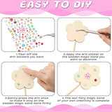 42 Pcs Princess Fairy Wands Kit, Include 36 Pcs Wooden Unfinished Wand DIY Princess Wand with 6 Sheet Colorful Diamond Sticker for Girls Make Your Cindeer