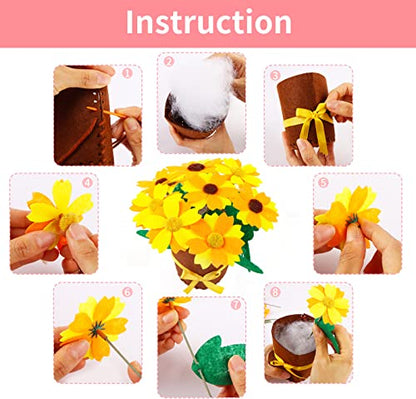 4 pcs Kids Arts and Crafts Sewing Potted Flower kit Ages 1-3, Toddler Arts and Crafts for Kids Preschool Educational Toys Sewing Kit for Kids 1 2 3 4 - WoodArtSupply