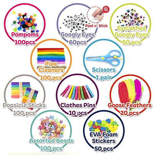 Olly Kids Arts and Crafts Supplies Set- 1000+ Pieces Giftable Craft Box for Kids: DIY Craft Supplies for Toddlers, School Project, and Homeschool Olly Kids