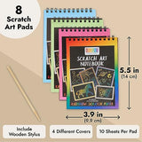 Bright Creations 8 Pack Rainbow Scratch Paper Pads for Kids with Wooden Styluses, 10 Sheets (5.5 x 3.9 In) Bright Creations
