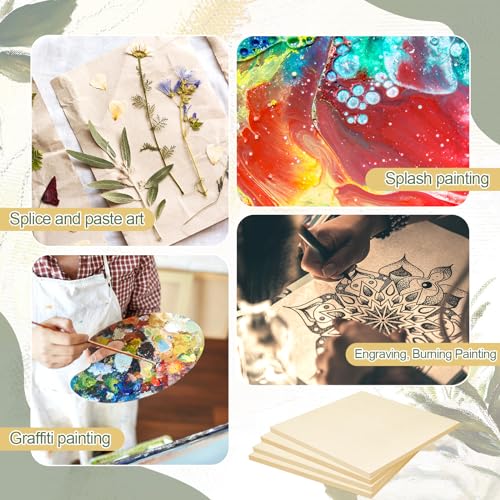 Tenceur 4 Pack 20" x 20" Birch Wood Panel Boards Kit Unfinished Wood Canvas Wooden Panel Boards for Painting 3/4" Deep Depth Wooden Canvases for Tenceur