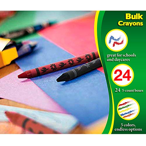 Trail maker Wholesale Bright Wax Coloring Crayons in Bulk 24 Pack, 5 Per Box in Assorted Bundle Art Sets (24 Pack) Trail maker