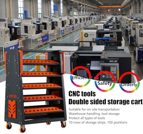 CAT40 CNC Tool Cart-100 Cap, 5-Tier CNC Rolling Carts with Wheels，40 Taper Tool Holder, CNC Mobile Tool Holder, CNC Tool Organizer, CAT 40 Tool LYREIGN