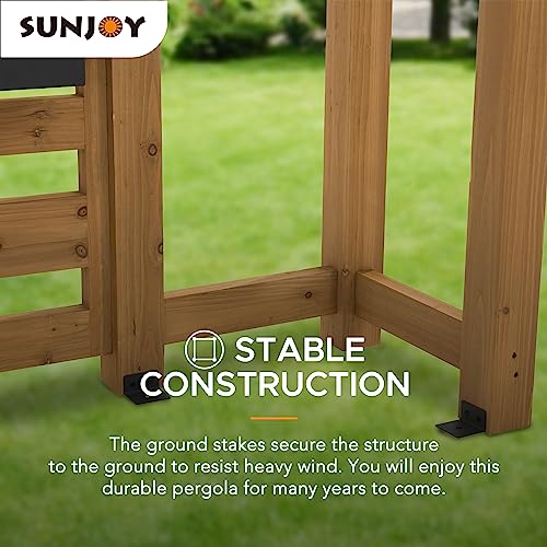 Sunjoy Wood Pergola 10 x 10.5 ft. Cedar Framed Pergolas with Adjustable Hanging Planters by SummerCove - WoodArtSupply