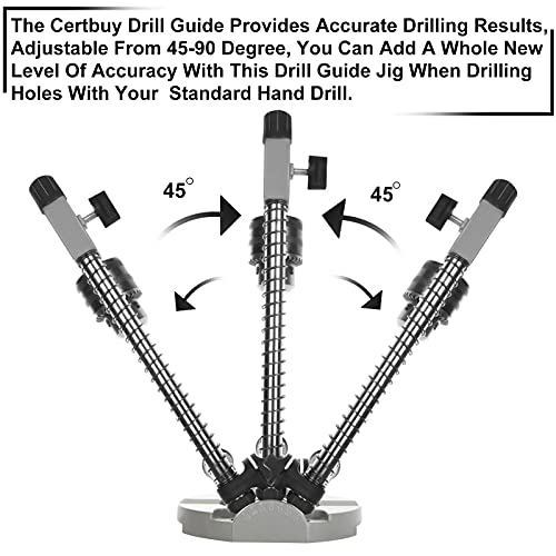 CertBuy Portable Drill Press for Hand Drill, Multi-Angle Drill Guide Attachment For 1/4 Inch and 3/8 Inch Adjustable Angle Drill Holder Guide, - WoodArtSupply