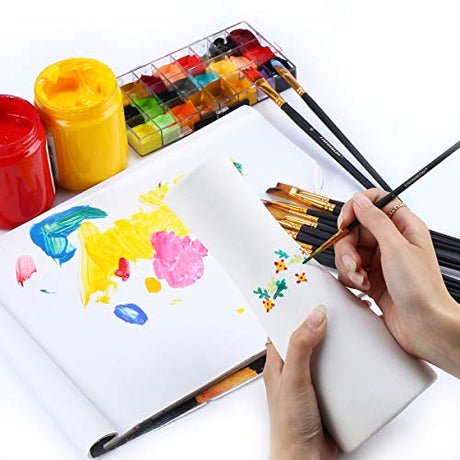 Transon Art Painting Brush Assorted Set of 12 for Acrylic Watercolor Gouache Hobby Painting TRANSON
