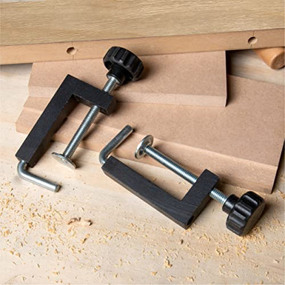 POWERTEC 71004V Universal Fence Clamp, 2 PK, For Table Saws, Router Tables, Clamping Squares, Drill Press Tables, Mitre Saws, With 3/8" Rod - WoodArtSupply