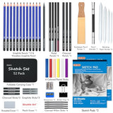 Drawing Kit, Shuttle Art 52 Pack Drawing Pencils Set, Professional Drawing Art Kit with Sketch Pencils, Graphite Charcoal Sticks, Drawing Pad in Shuttle Art