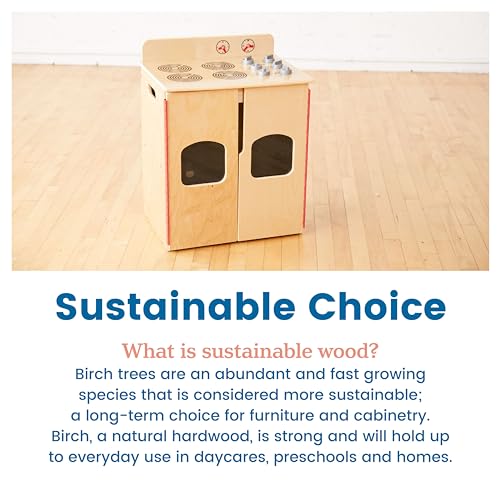 ECR4Kids Play Kitchen Stove, Wooden Playset, Natural ECR4Kids