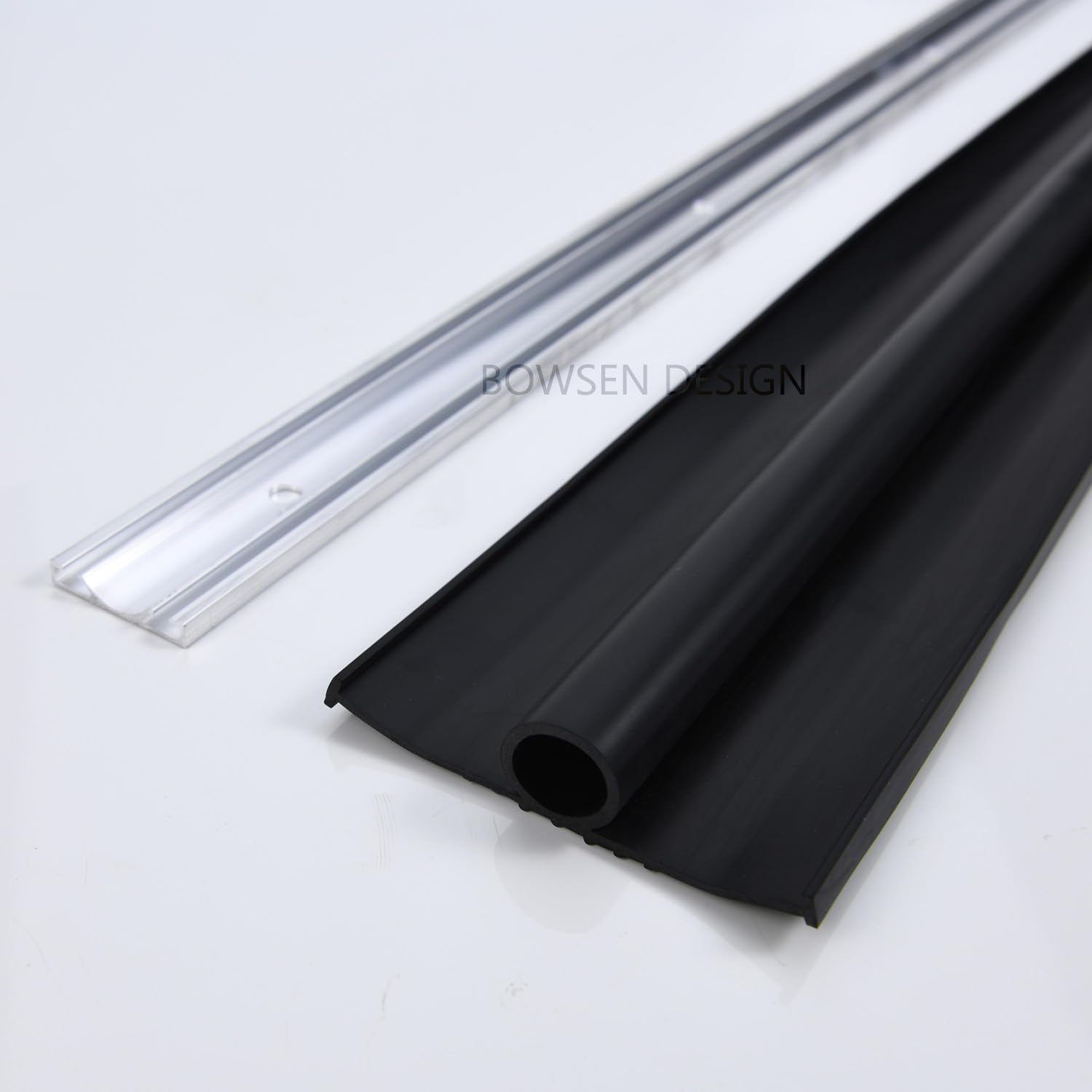 BOWSEN Heavy-Duty U+O Ring Universal Garage Door Bottom Seals Weatherstrip Rubber with Aluminum Track Retainer Kit, Black (16 FT, 1-1/4" Width) BOWSEN