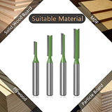 Saipe 7pcs 1/4" Shank Tungsten Carbide Double&Single Flute Straight Dado Router Bit Set, 3/4/5/6/8/10/12mm Cutting Diameter Trimming Cutter for Saipe