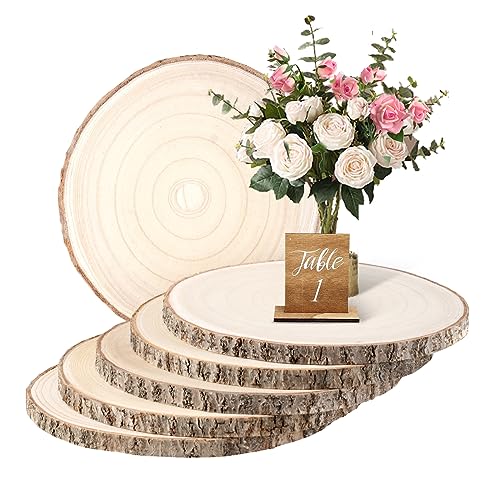 Wood Slices 6 Pack 9-10.5 Inch Large Wood Rounds Natural Wood Slices for Centerpieces,Wedding&BabyShower,Table Decorations,Crafts,DIY,Arts BeNiNat