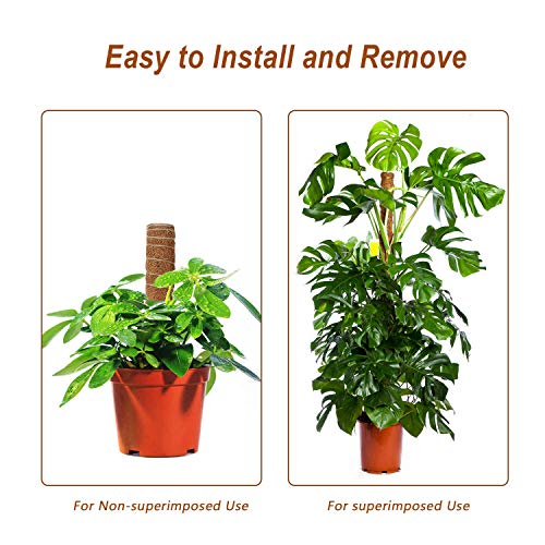 Augshy Moss Pole, 27 Inch Moss Poles - 2Pcs 17 Inch Plant Stakes Moss Sticks for Monstera Indoor Creepers Plant Support Extension Climbing Plants Augshy