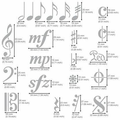 Aleks Melnyk No.425 Metal Stencil, Song Writer's Composing Template for Music Notes, 1 PC, Large Symbols, Bullet Journaling, Bookmark, Engraving - WoodArtSupply