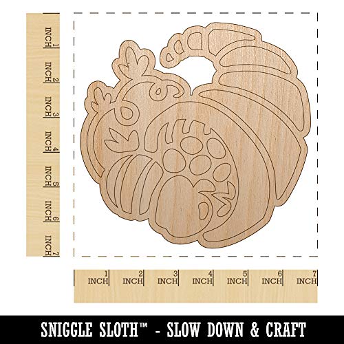 Thanksgiving Fall Cornucopia Unfinished Wood Shape Piece Cutout for DIY Craft Projects - 1/8 Inch Thick - 6.25 Inch Size Sniggle Sloth