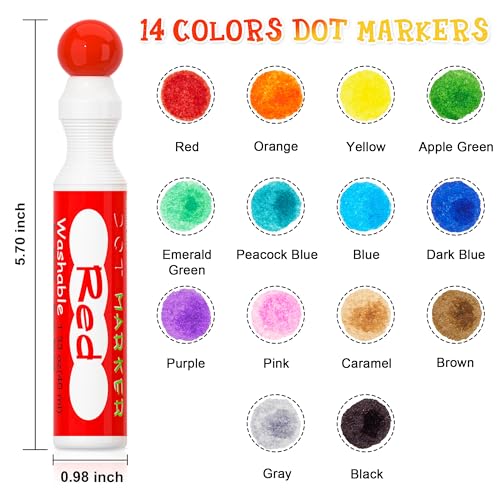 Shuttle Art Dot Markers, 14 Colors Bingo Daubers with 135 Patterns, 5 Activity Books, Educational Set with Art Activities,Non-Toxic Washable Coloring Shuttle Art