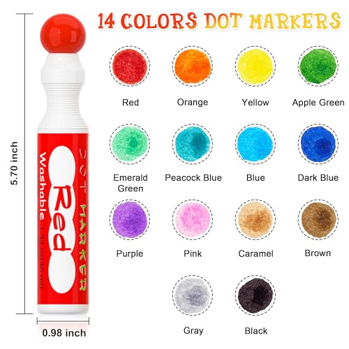 Shuttle Art Dot Markers, 14 Colors Bingo Daubers with 135 Patterns, 5 Activity Books, Educational Set with Art Activities,Non-Toxic Washable Coloring - WoodArtSupply