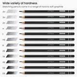 ARTEZA Professional Drawing Sketch Pencils Set of 12, Medium (6B - 4H), Art Supplies for Drawing Art, Sketching, Shading, Artist Pencils for ARTEZA