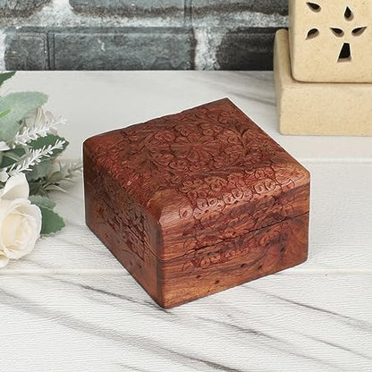 Ajuny Wooden Hand Carved Keepsake Box Jewellery Armoire Chest Organiser Perfect Unique Gifts Ideas For Women