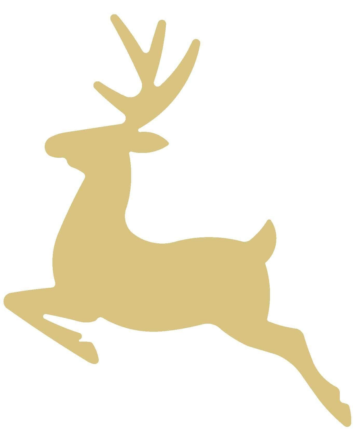 Deer Cutout Unfinished Wood Antlers Caribou Reindeer Forest Animal Buck Doe Zoo MDF Shape Canvas Style 3 (12") Diverse Woodworking
