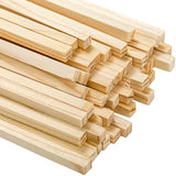 Frcctre 50 Pack Unfinished Square Wooden Dowel Rods, 1/4 x 12 Inches Unfinished Wood Dowel Strips Craft Sticks Square Sticks for DIY Crafts Projects, Frcctre