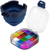 Airtight Paint Saver Storage Palette Box, 16-Well Palette Box with Lid, Include Paint Brush Basin, Perfect for Gouache, Acrylic, Watercolor and Oil DUGATO