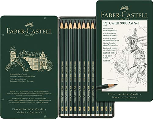 Faber-Castell 9000 Graphite Sketch Pencil Sets Art 8B - 2H set of 12 - WoodArtSupply