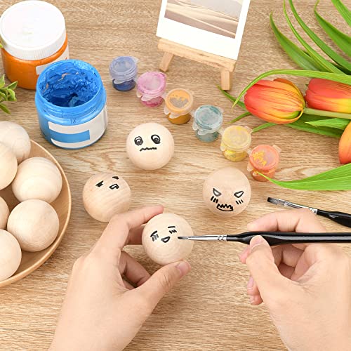 PH PandaHall 30pcs 40mm Wooden Round Ball, Unfinished Natural Wood Beads No Hole Wooden Loose Beads Balls Spheres for Gnomes Wine Decanters Top Home