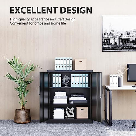 Metal Storage Cabinet Locked Steel Cabinet with 2 Adjustable Shelves Office Cabinet Locking Tool Cabinets Kitchen Storage Cabinet metal locker Small SISESOL